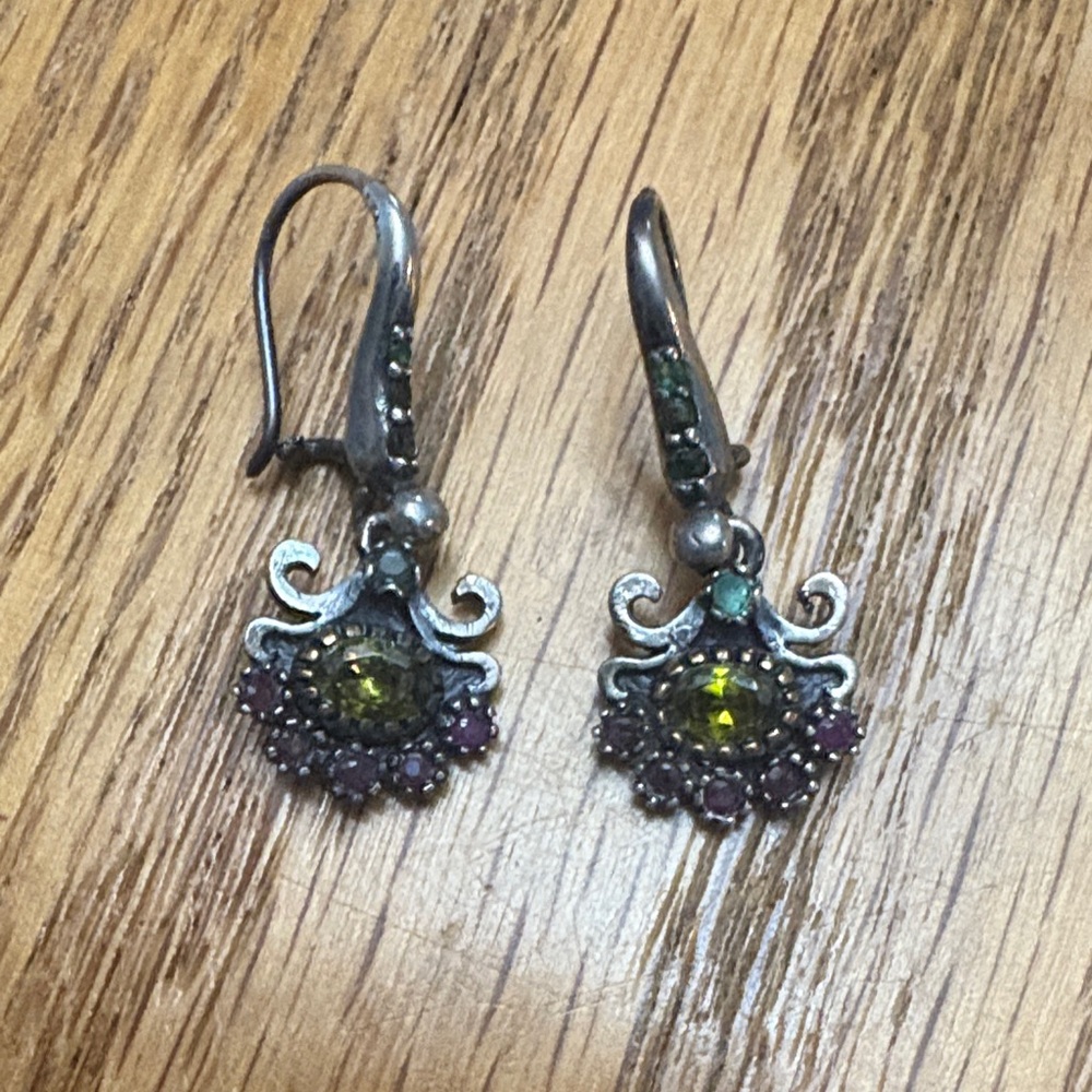 Multi-gemstone Silver Earrings